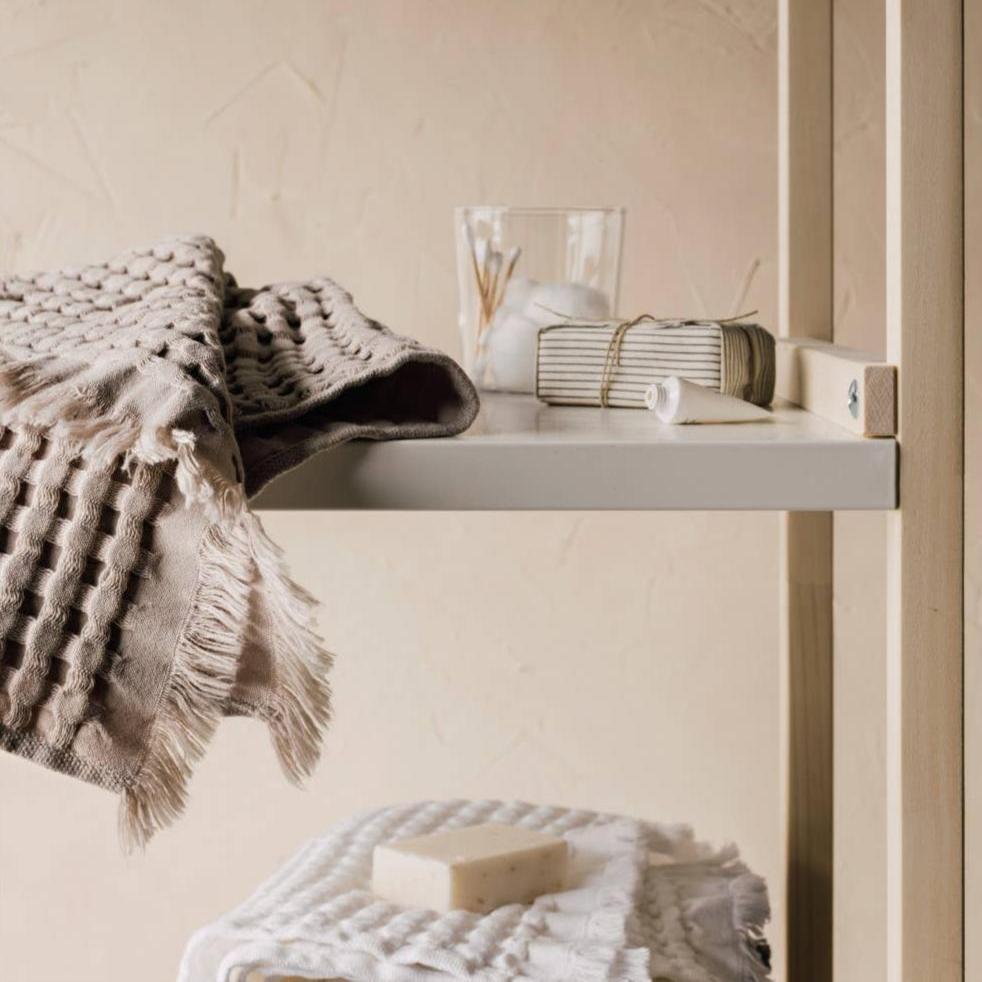 Organic Cotton Waffle Hand Towel in Stone