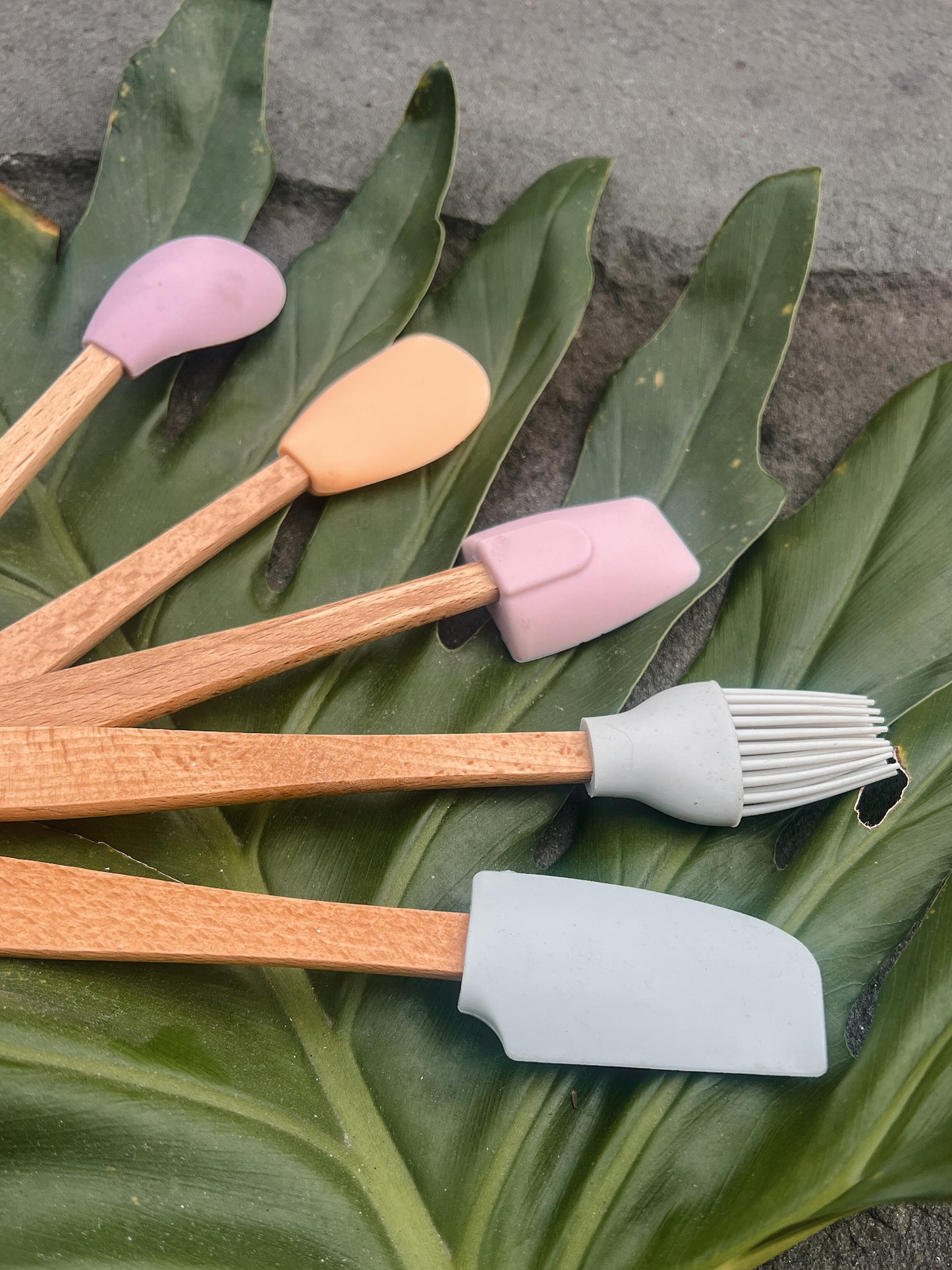 Silicone & Beechwood Mini Utensils - Set of 5