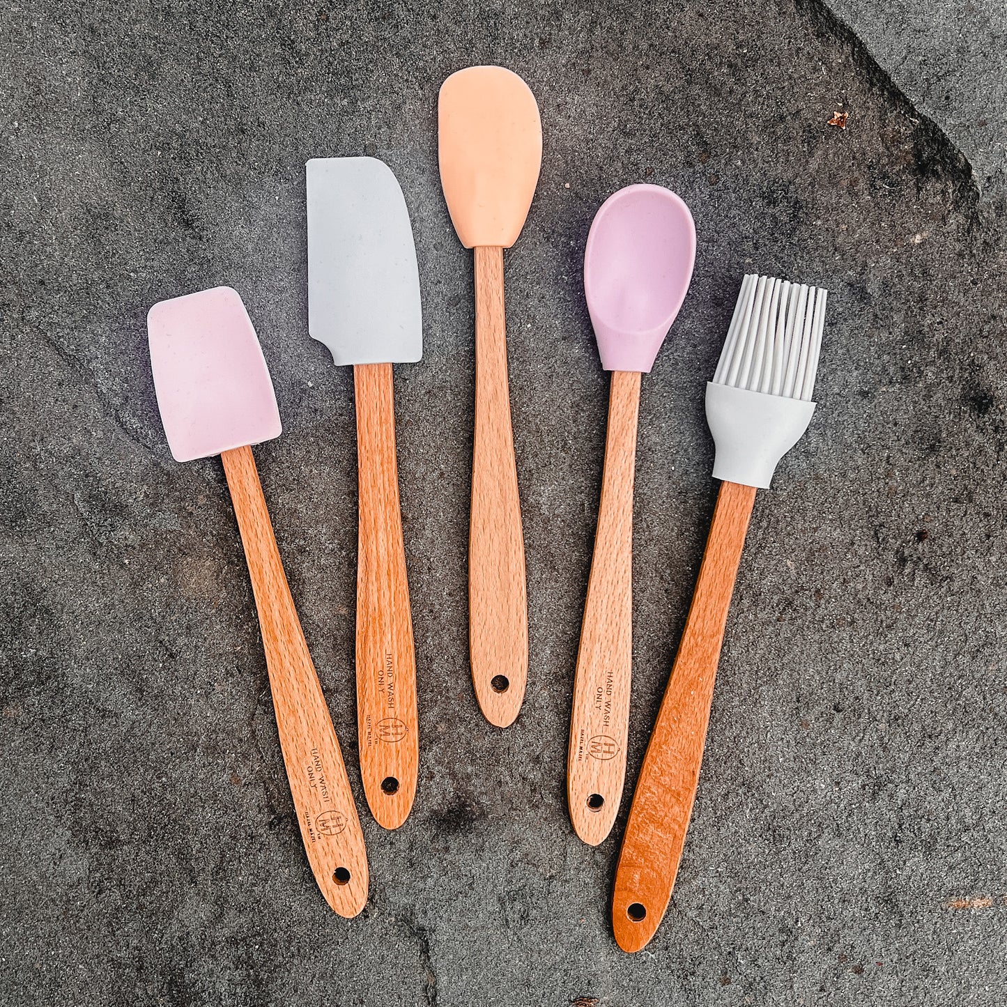 Silicone & Beechwood Mini Utensils - Set of 5