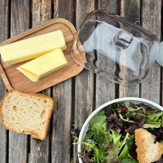 Acacia & Glass Doublewide Butter Dish