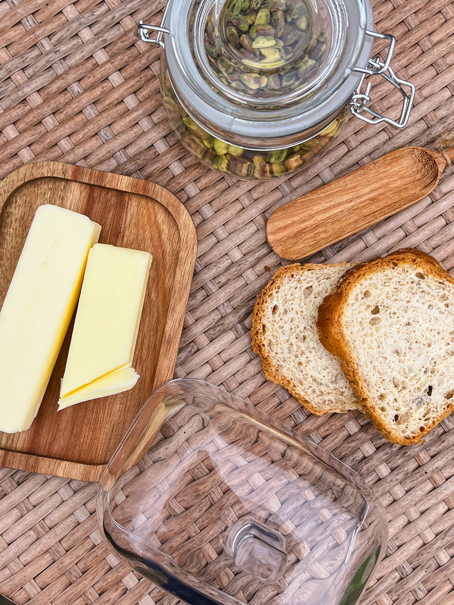 Acacia & Glass Doublewide Butter Dish