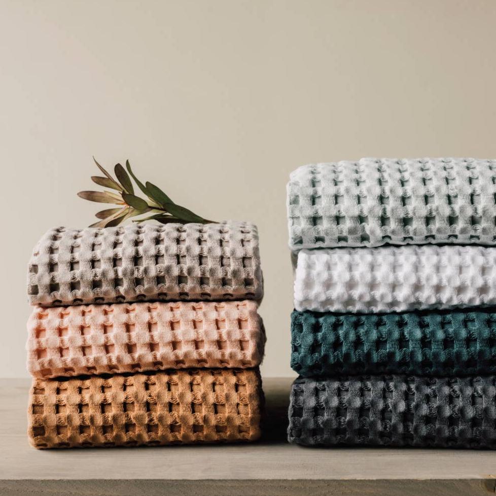 Organic Cotton Waffle Hand Towel in Charcoal
