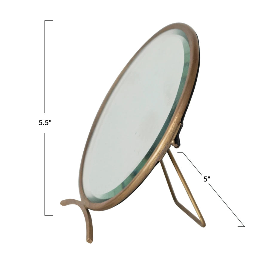 Folding Brass Tabletop Mirror