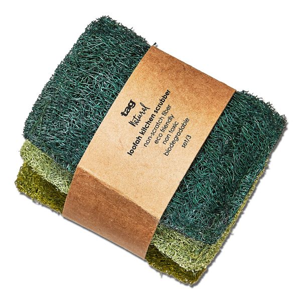 Loofah Kitchen Scrubbers - Green Multi