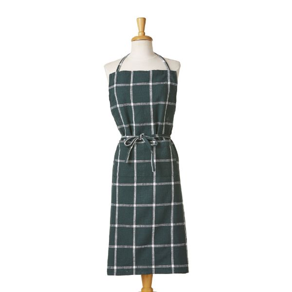 Classic Check Slub Apron Dark Green