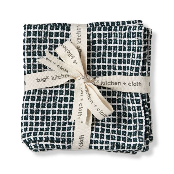 Checkered Dish Cloth Set of 2 - Dark Green