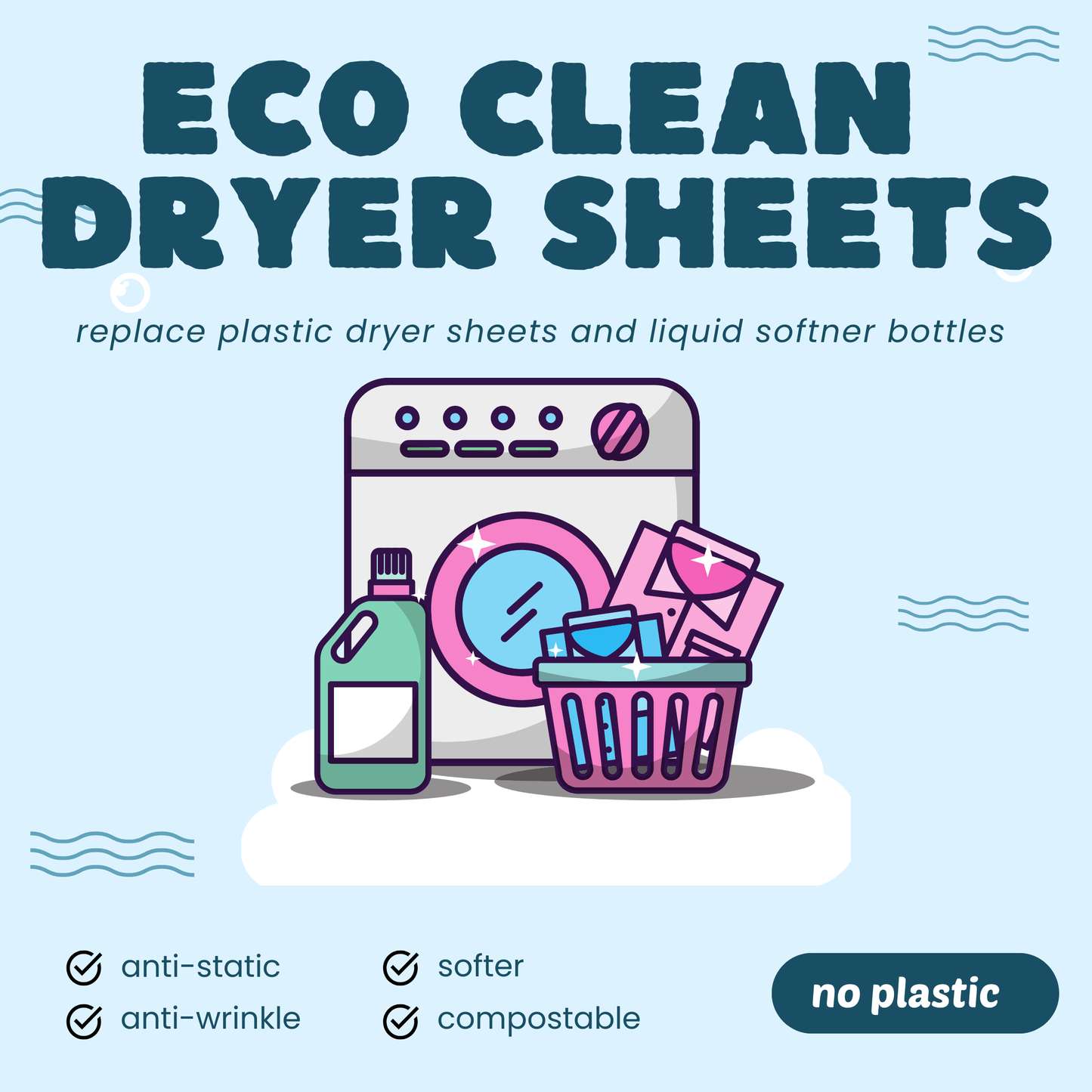 Compostable Dryer Sheets - Unscented