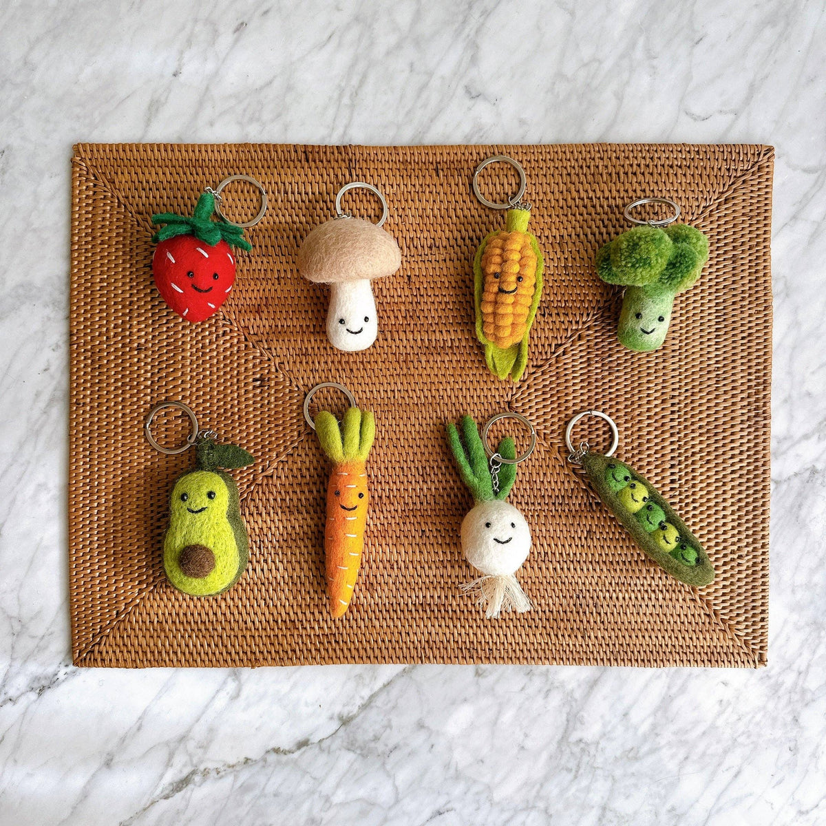 Strawberry Felted Keychain