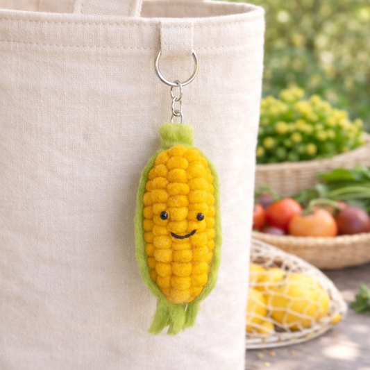 Corn Felted Keychain