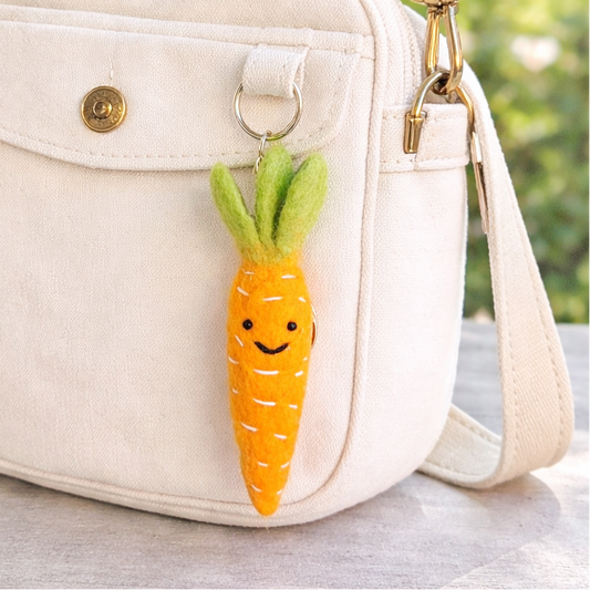 Carrot Felted Keychain