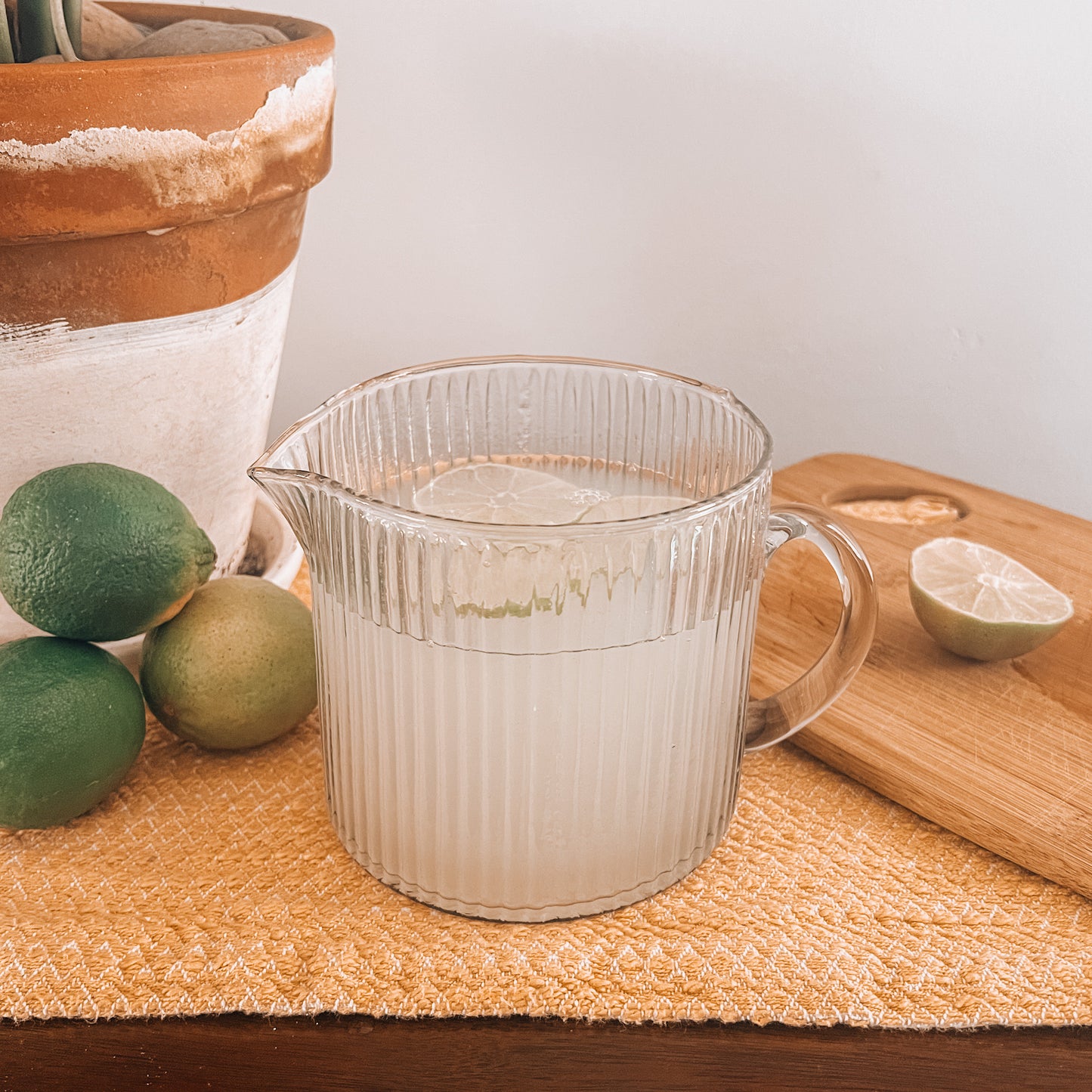 Ribbed Glass Pitcher