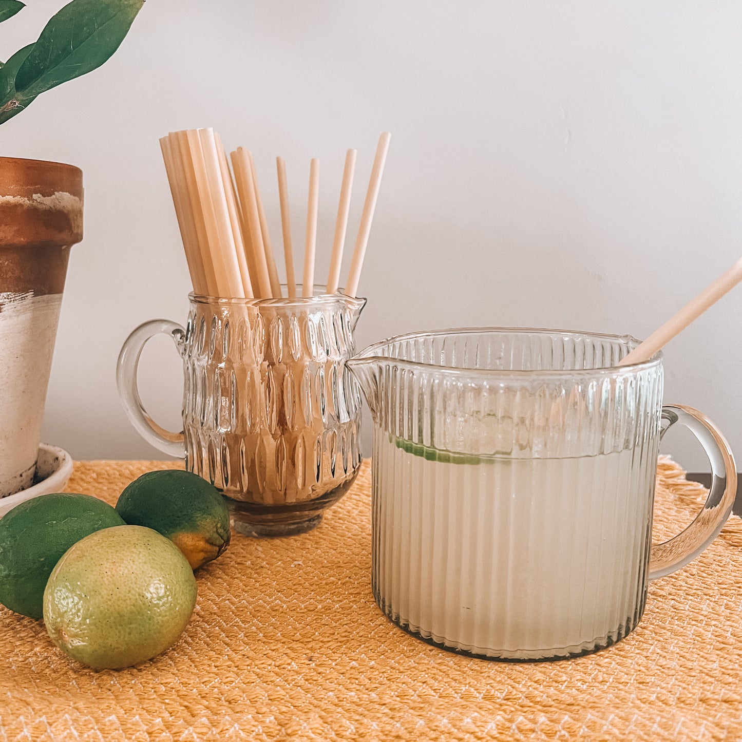 Ribbed Glass Pitcher