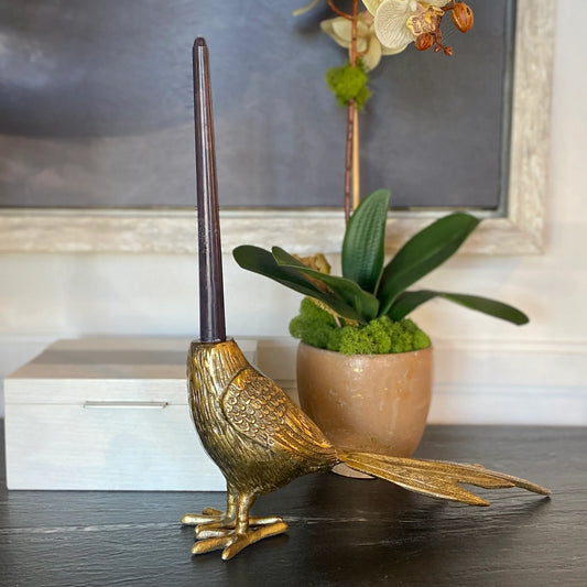 Brass Pheasant Taper Holder