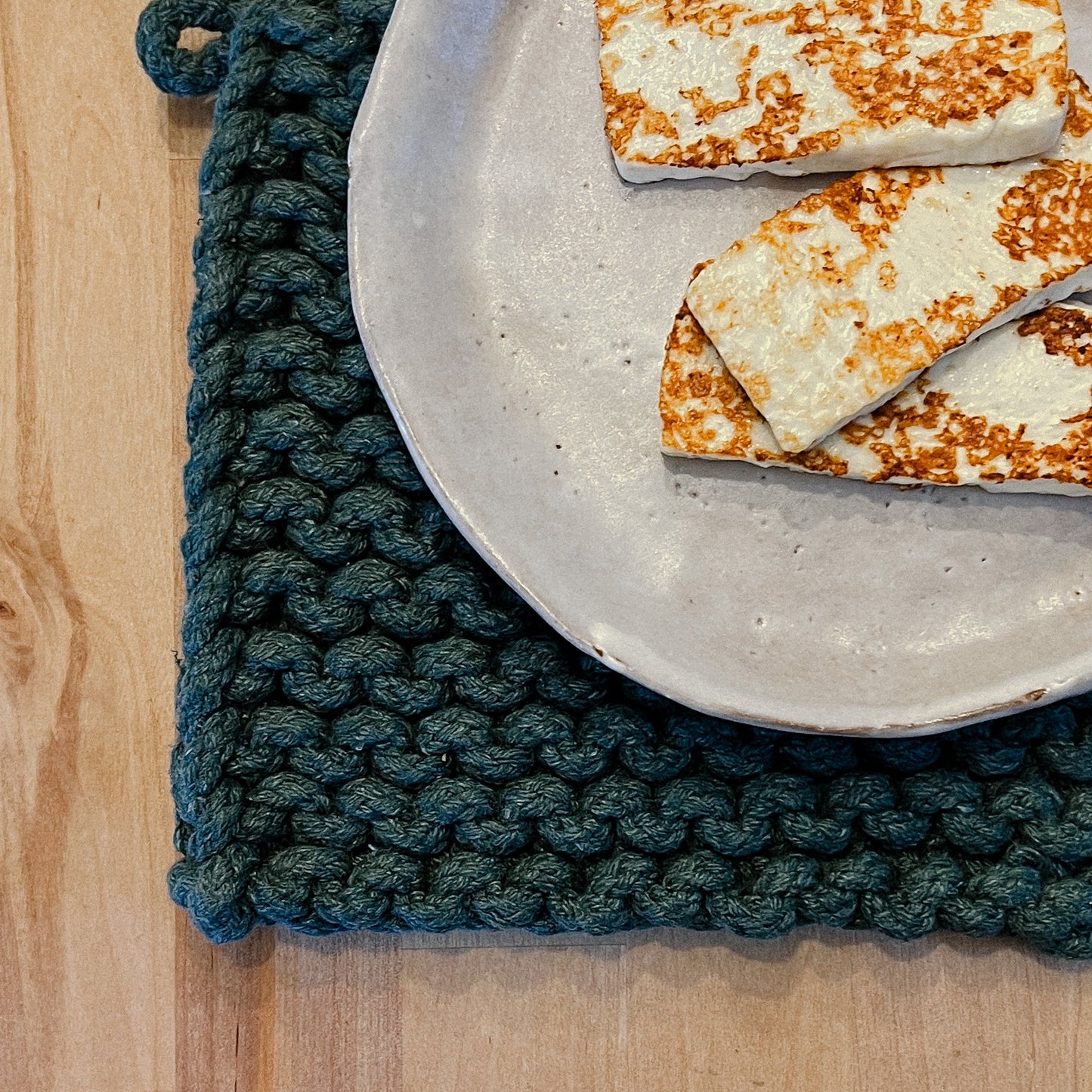 Crochet Trivet Potholder Dark Green