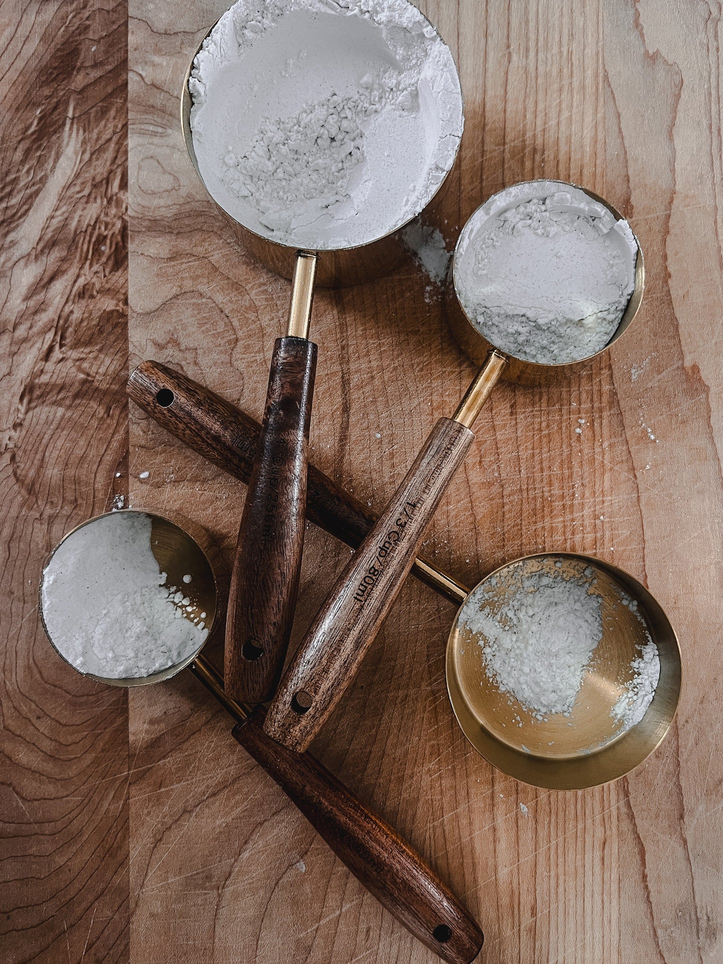 Acacia Wood & Gold Measuring Cups