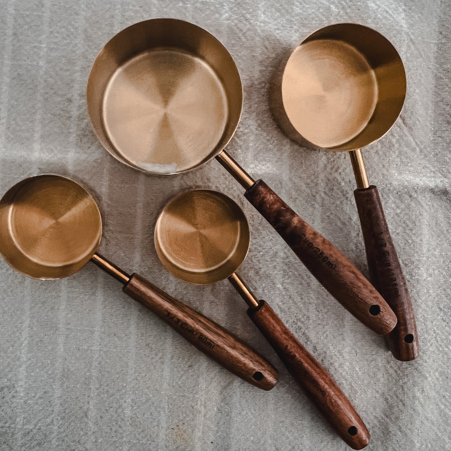 Acacia Wood & Gold Measuring Cups