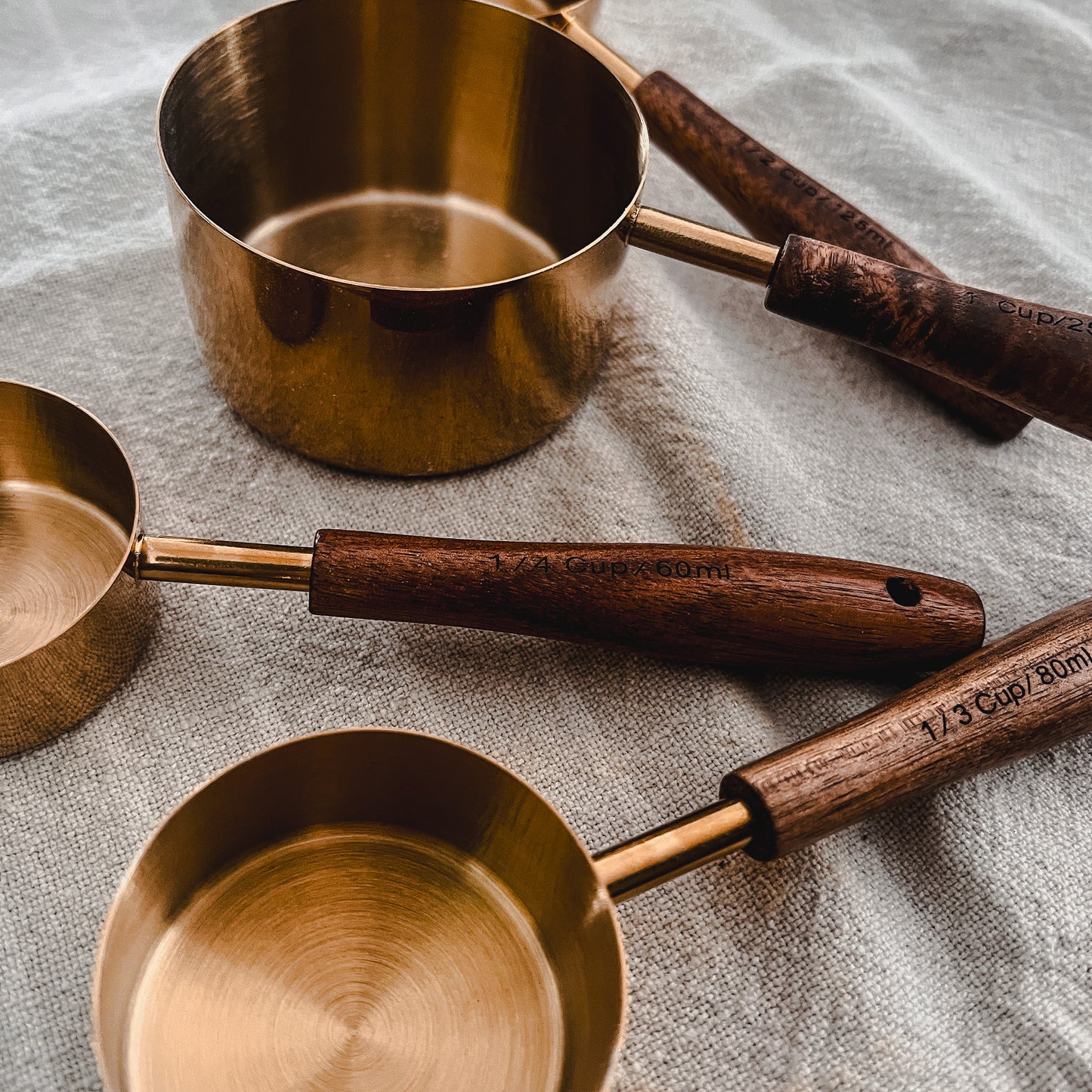 Acacia Wood & Gold Measuring Cups