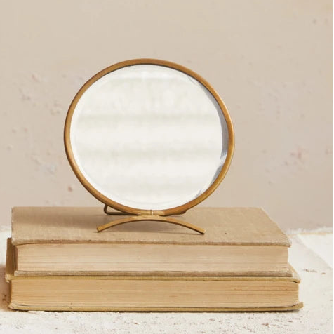 Folding Brass Tabletop Mirror