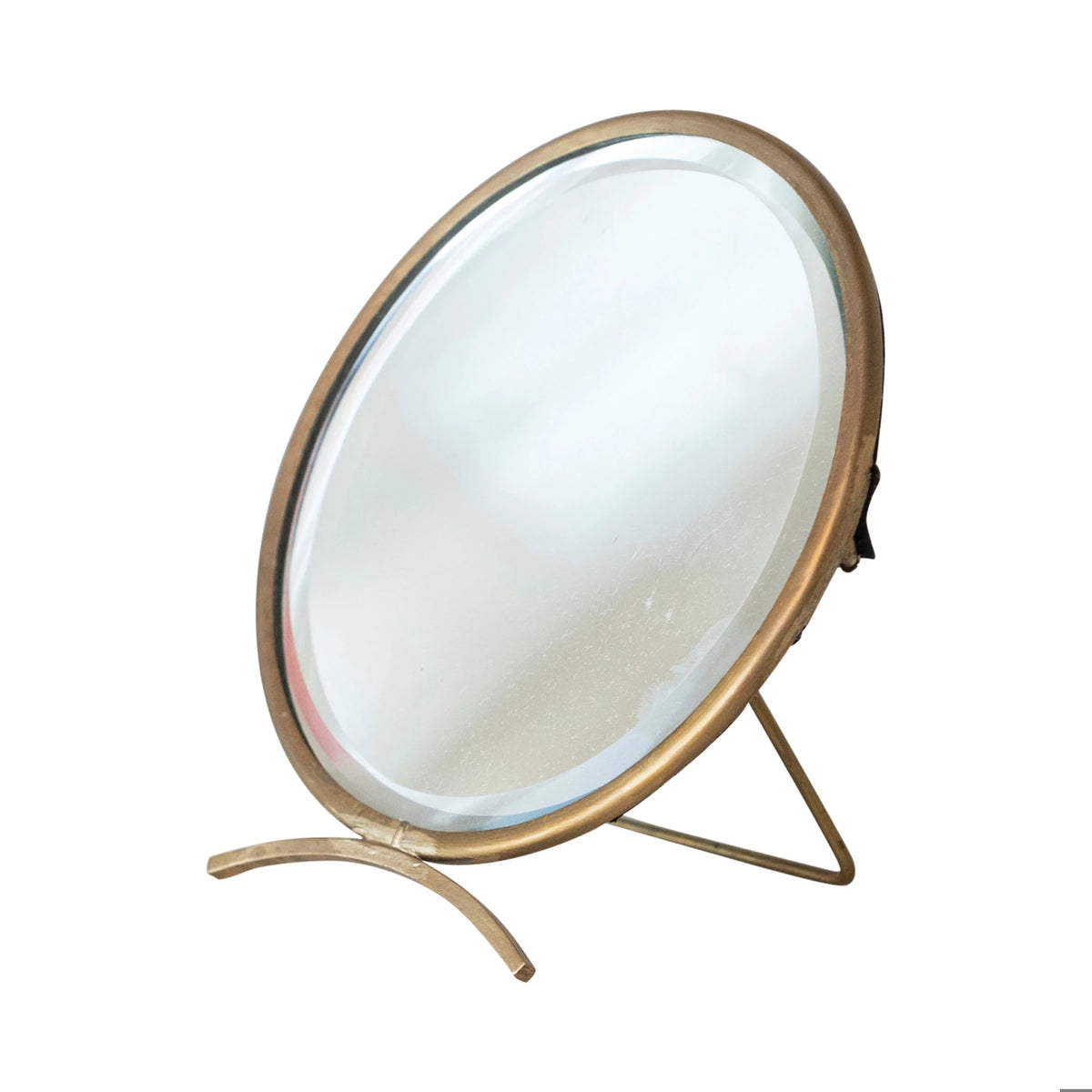 Folding Brass Tabletop Mirror