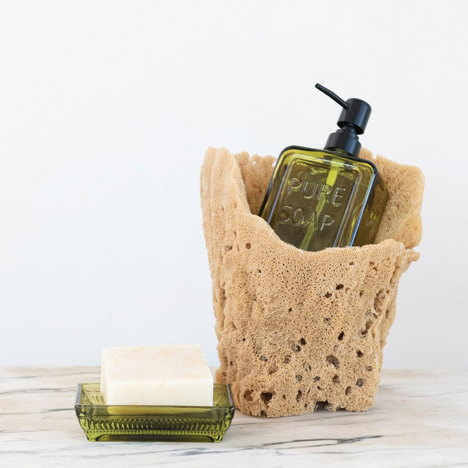 Green Glass 'Pure Soap' Pump Jar