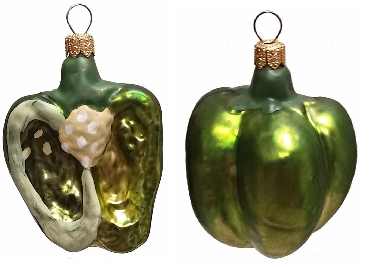 Green Bell Pepper Glass Ornament
