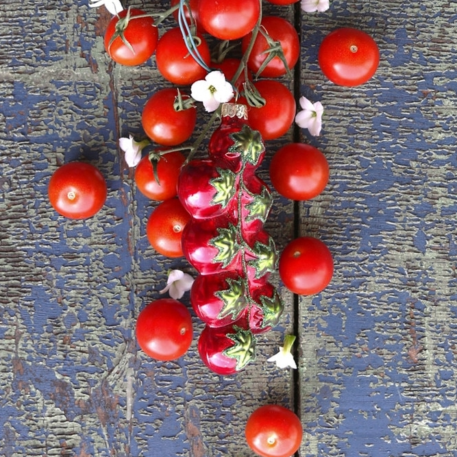 Cherry Tomatoes Glass Ornament